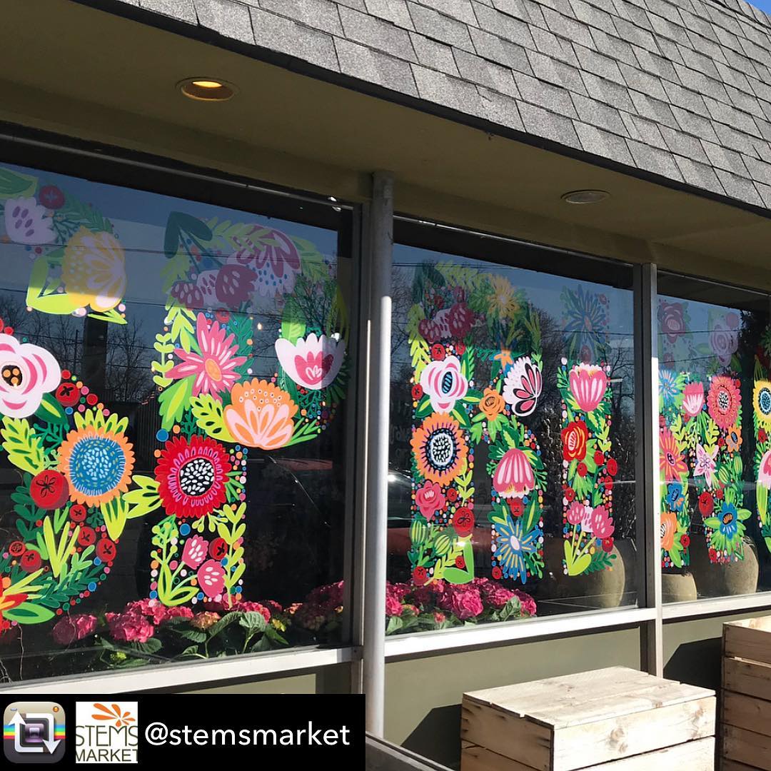How great are these hand-painted windows?! Repost from @stemsmarket – Check out the work in progress on their feed
