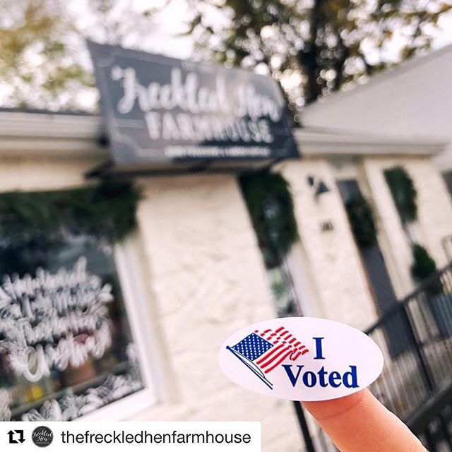 Great idea Freckled Hen Farmhouse! Repost from @thefreckledhenfarmhouse ・・・
GO VOTE! 🇺🇸 As a thank you for making your voice heard, enjoy $10 off a Freckled Hen purchase of $40+ (in-store only) today & tomorrow (November 5th & 6th) when you present your “I Voted” sticker or a recent photo from this election wearing your “I Voted” sticker! We’re open until 6pm – See you soon, world changers!✨
