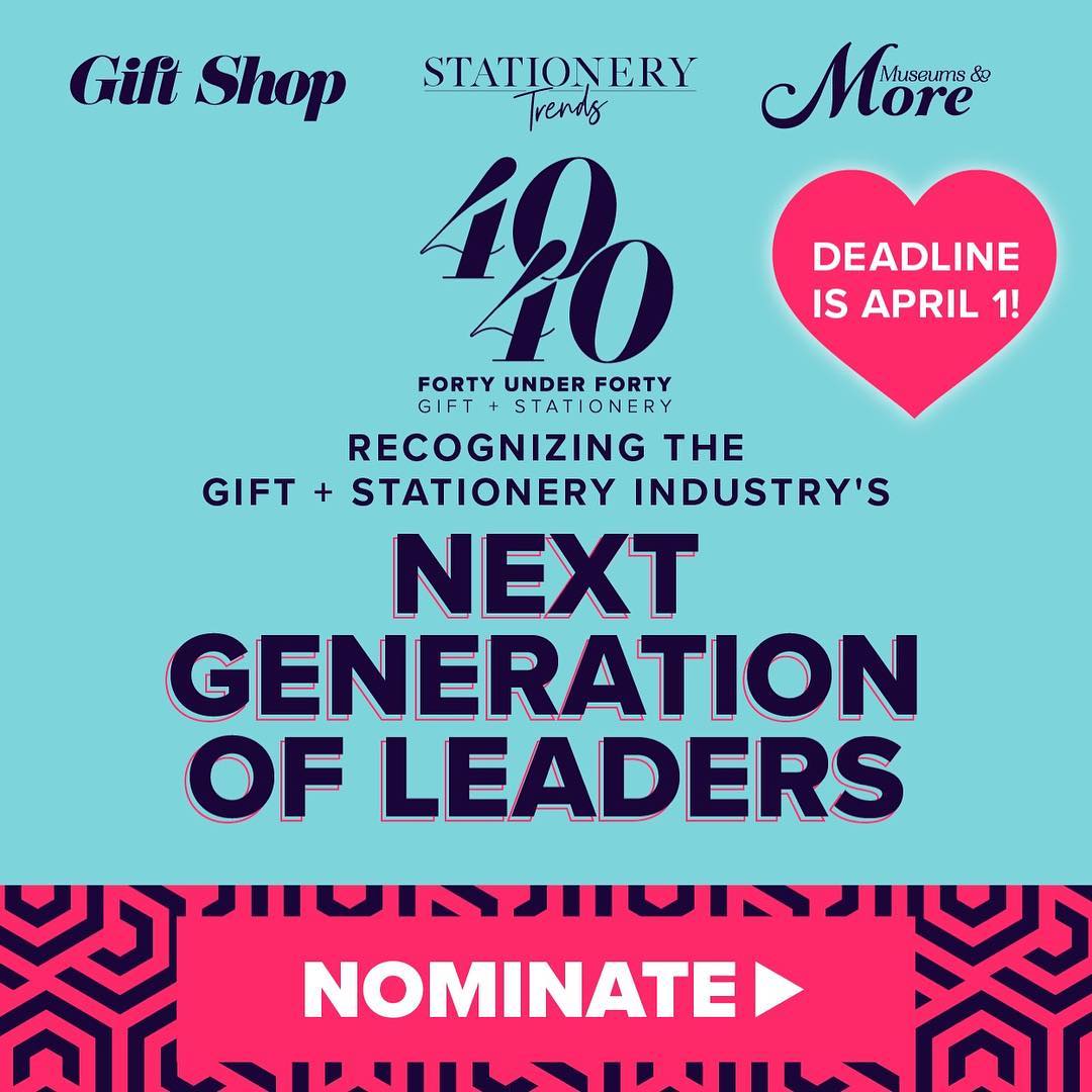 Show some ❤️and nominate an industry superstar for the Gift + Stationery 40 Under 40 Awards! Nominate on giftshopmag.com