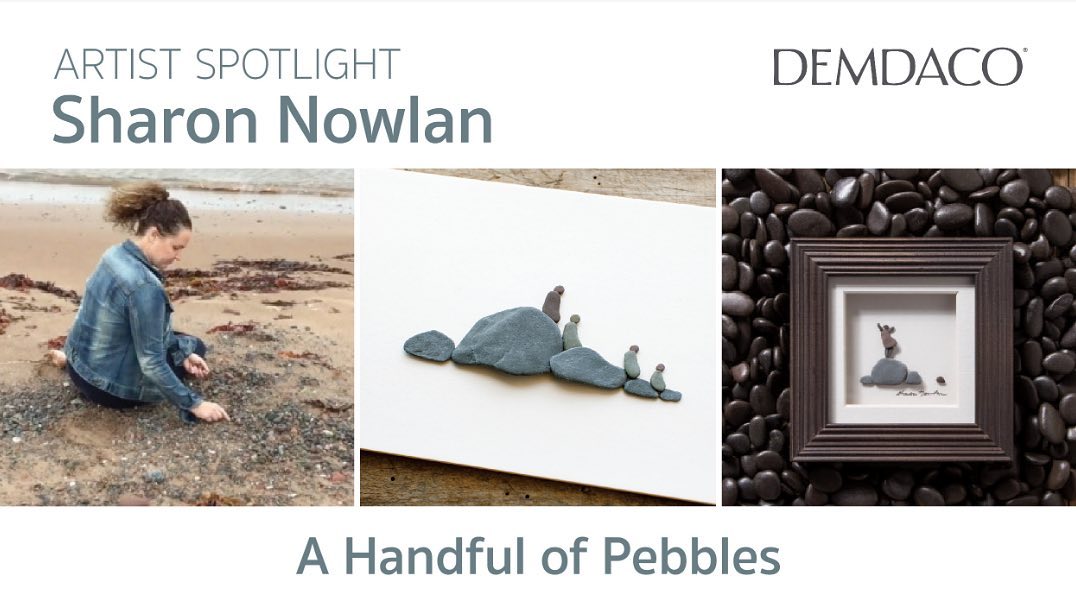 Sharon Nowlan creates art inspired by days spent at the seaside; she created her first artwork from pebbles her son collected along the strand. Images of family created with pebbles softened by the ocean’s waves have evolved over time to portray many themes and subjects. Now her creations are reproduced by artisans and widely available. Read about her process: https://giftshopmag.com/article/a-handful-of-pebbles-artist-spotlight-on-sharon-nowlan/ {Sponsored}