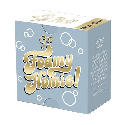 Get Foamy Homie Boxed Soap. Molly & Rex. Circle 147.