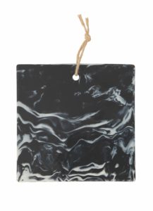 Creative Co-Op Ceramic Cheese and Cutting Board in Charcoal Marble Glaze
