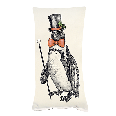 Top Hat Penguin Pillow. Eric & Christopher. Circle 193.