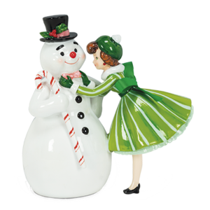 Abbott Glossy Girl with Snowman Resin Figurine