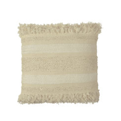 Cotton and Chenille Looped Fringe Square Pillow