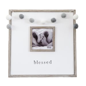 Pom Garland Blessed Frame by Mud Pie