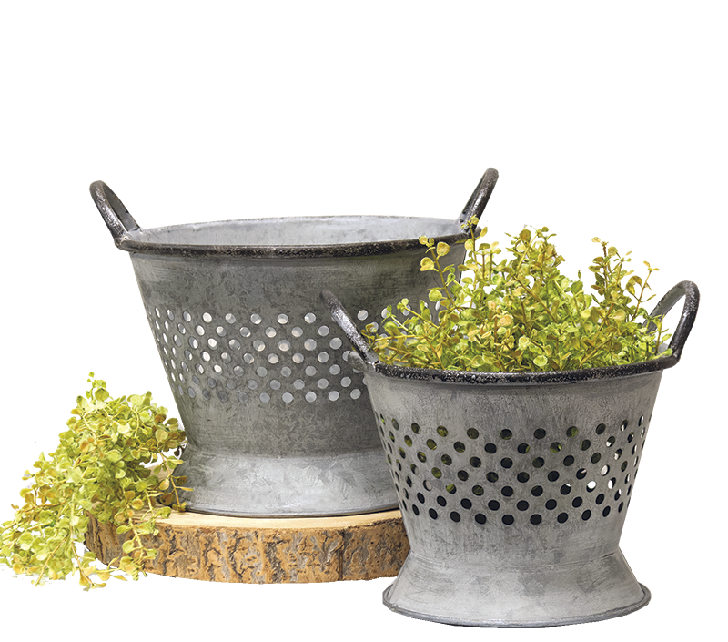 Weathered Tin Colanders 
															/ CWI Gifts							