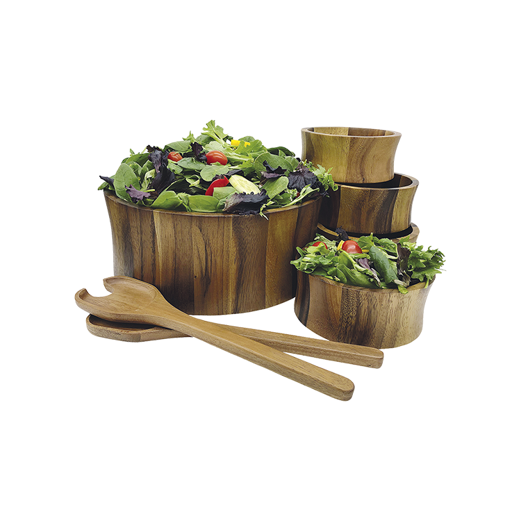 7 Pc Acacia Wood Salad Bowl Set 
															/ Kalmar Home							