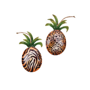 Pineapple Exotic Print Ornament Set by Gallerie II