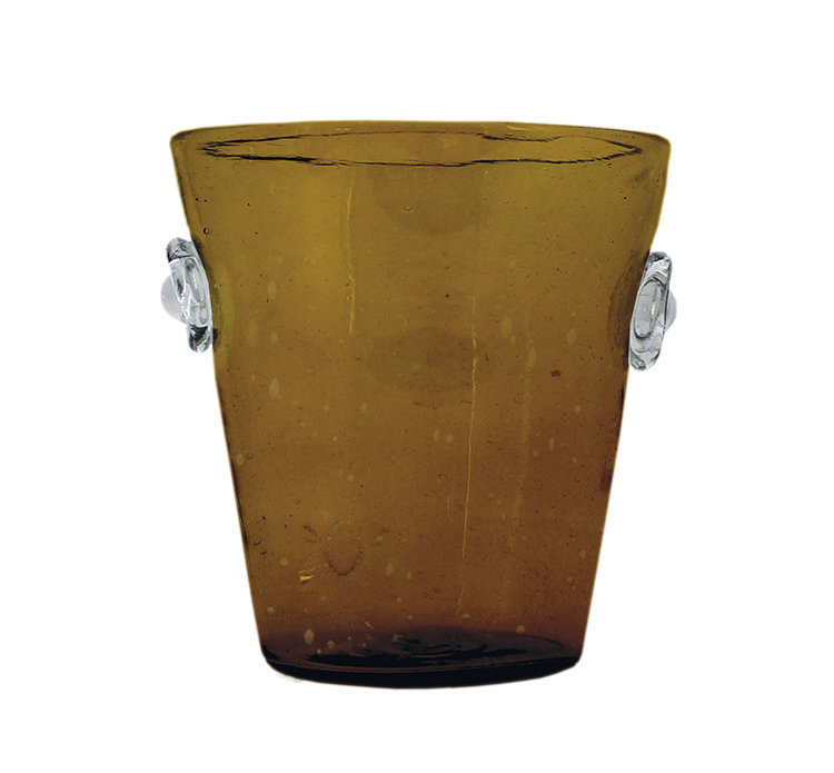 Hand-blown Amber Glass Ice Bucket