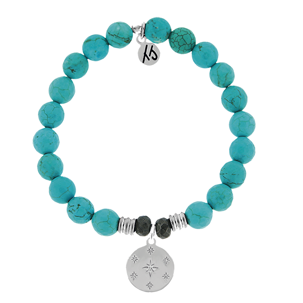 Turquoise Bracelet with Prayer Sterling Silver Gem