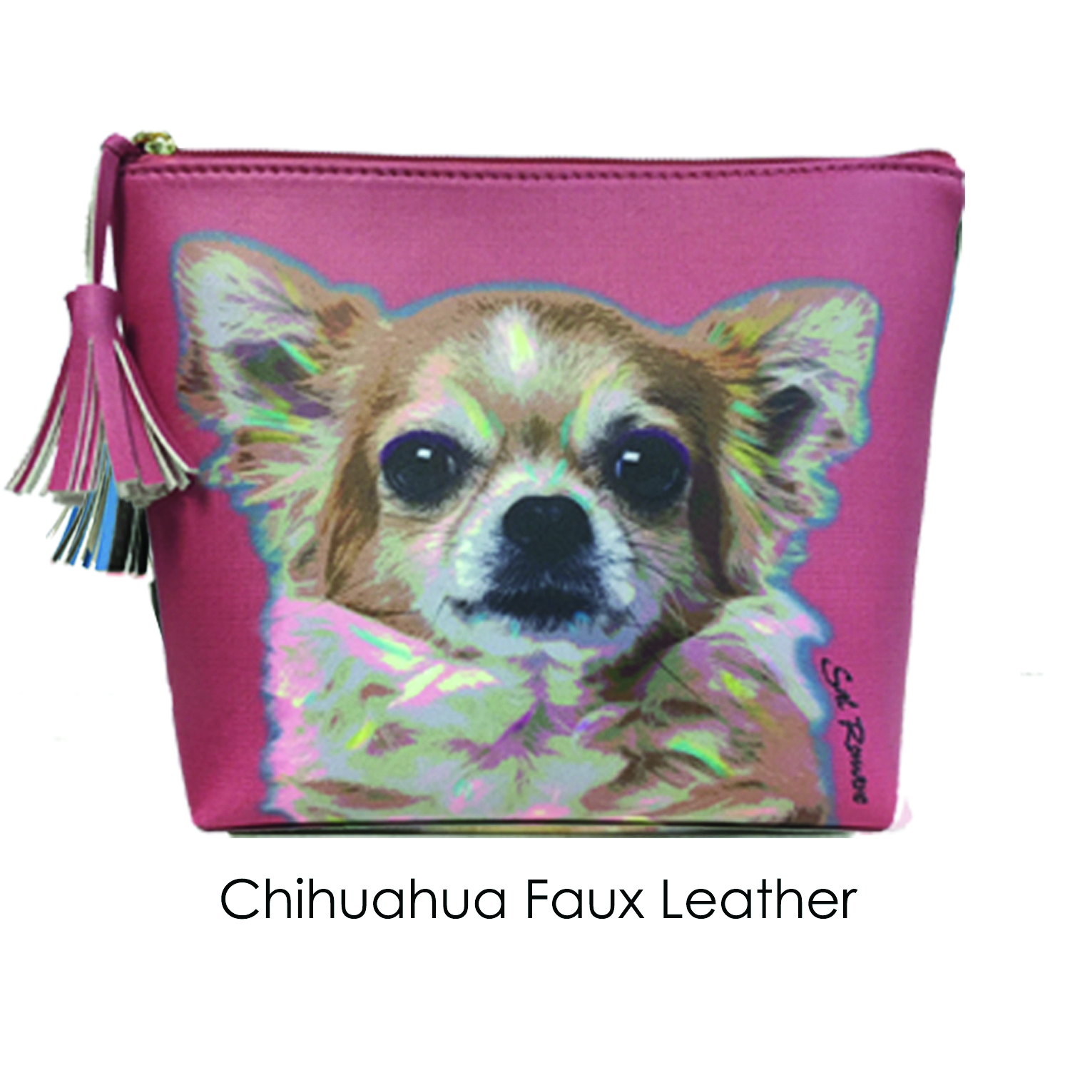 Chihuahua Faux Leather Zip Pouch 
															/ Poppa Artzee							