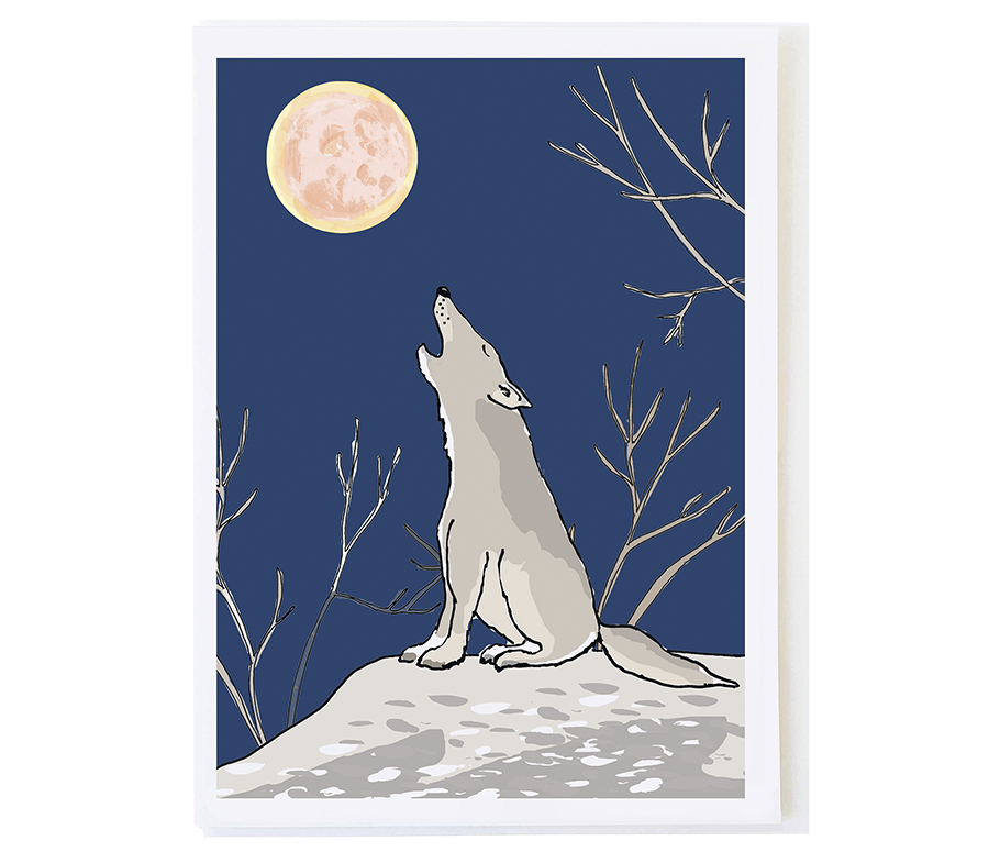 Wolf Howling Card 
															/ MOLLY O CARDS							