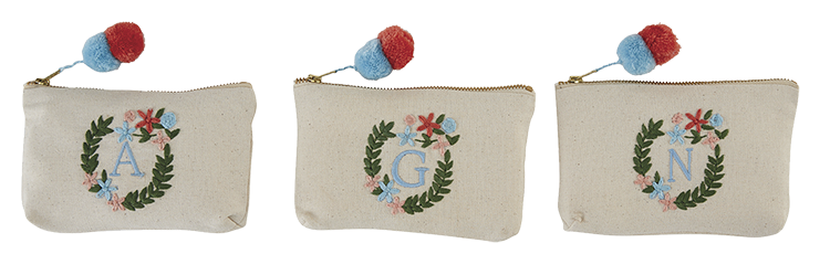 Initial Embroidered Pouches 
															/ Mud Pie							