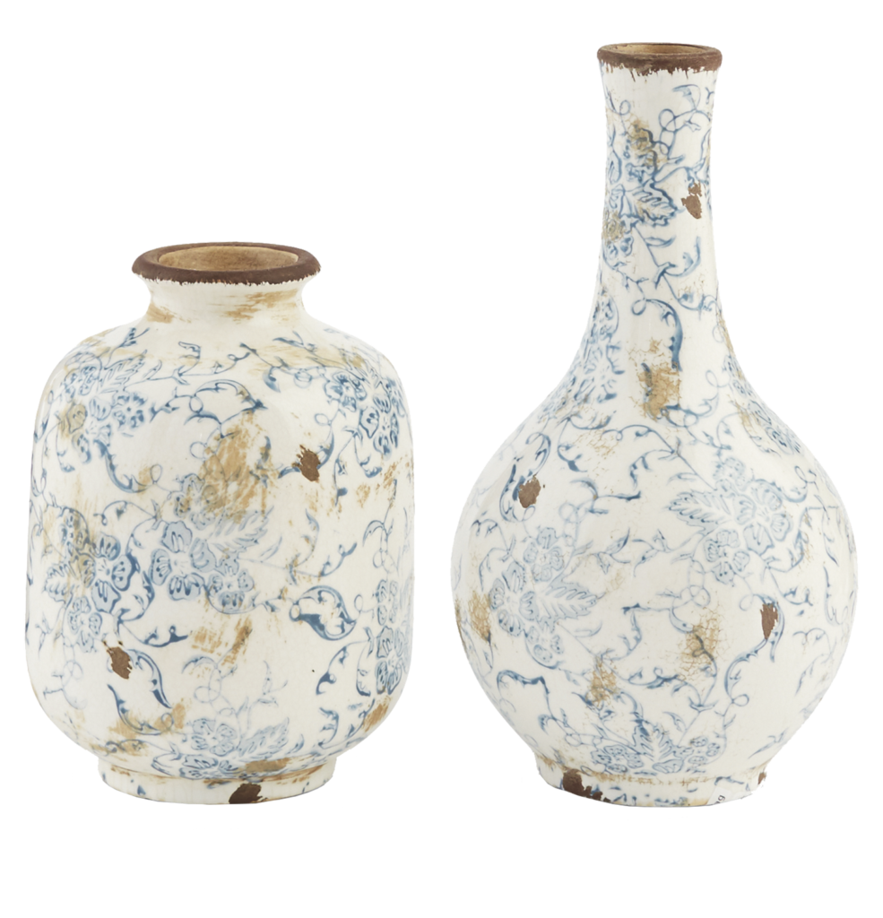 Blue Floral Ceramic Vases from Mud Pie