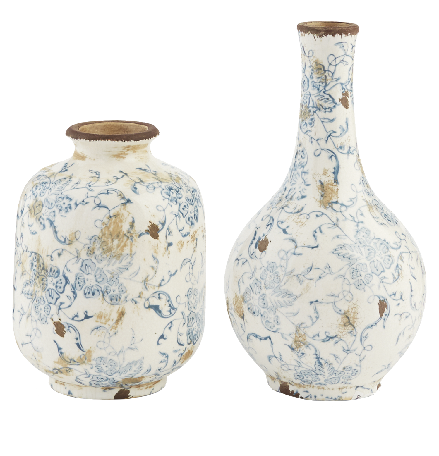 Blue Floral Ceramic Vases 
															/ Mud Pie							
