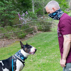Pup Scruffs matching bone dogger mask and neck wear