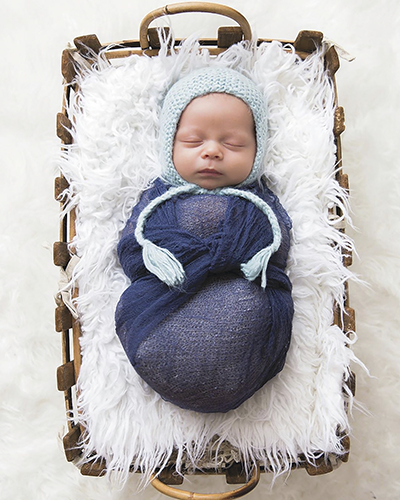Newborn Blue Angora Knit Bonnet