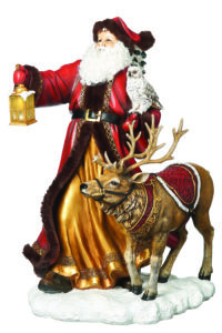 Santa with Lighted Lantern and Deer from Roman