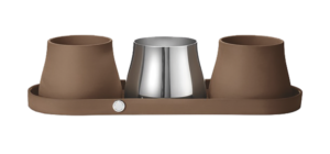 Terra Cotta and Stainless Steel Pot Set by Georg Jensen