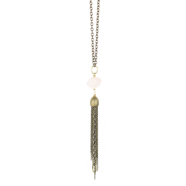 Rose Quartz Kaya Tassel Necklace 
															/ Bella Vita Jewelry							