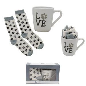 DEI-Dennis East International's Love Paw Print Mug & Sock Set