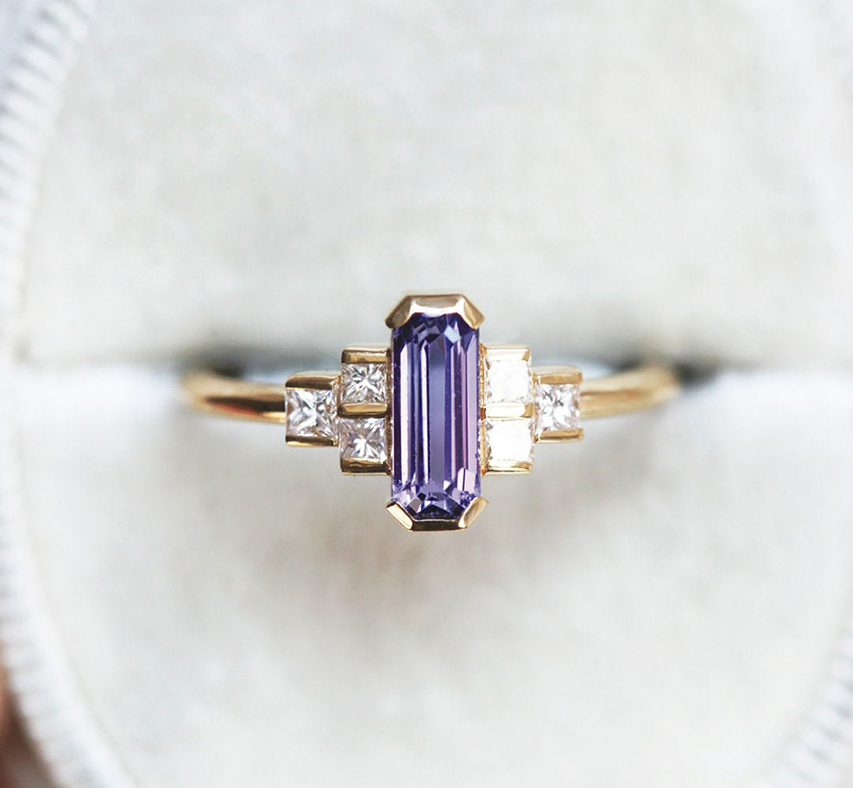 Luisa Art Deco Lavender and Saphire Diamond Ring 
															/ Moddlinc							