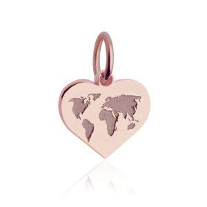 Mini World Heart Map Charm from Jet Set Candy