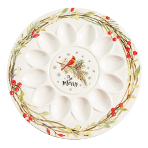 Be Merry Cardinal Egg Plate frin C&F Home