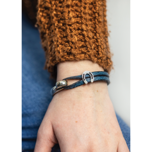 Silver Horseshoe Leather Bracelet from Montana Leather Design