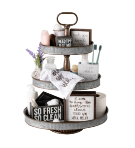 Three Tiered Tray Featuring Bathroom Décor from Primitives by Kathy