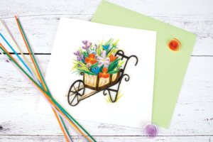 Quilled Wheelbarrow Garden Greeting Card from Quilling Card
