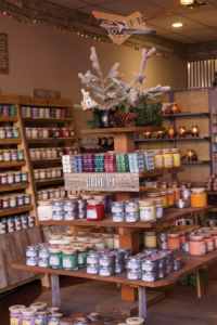 Merchandise displays at Shining Sol Candle Company's Virginia store