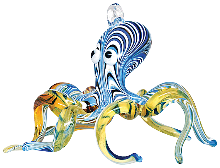 Octopus Handmade Glass Christmas Ornament