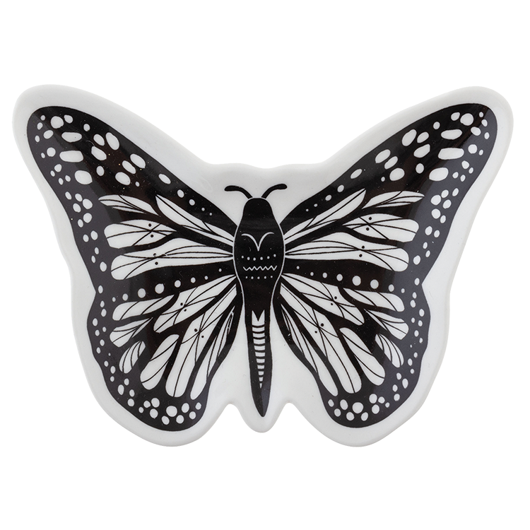 Black & White Butterfly Trinket Dish