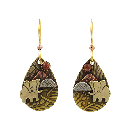 Handcrafted Elephant Earrings 
															/ Silver Forest							