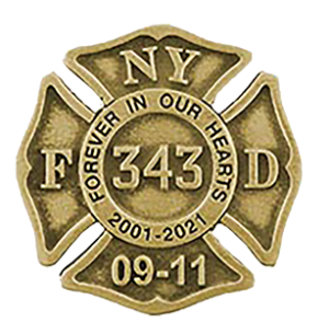 9/11 20th Anniversary Pin available at the New York City Fire Museum's gift store