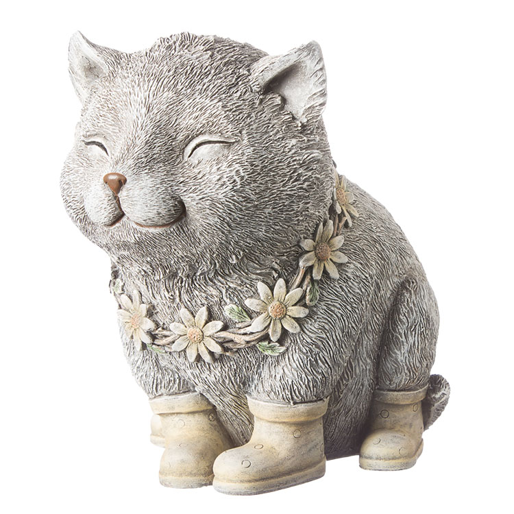 Pudgy Pal Cat in Rain Boots Statue