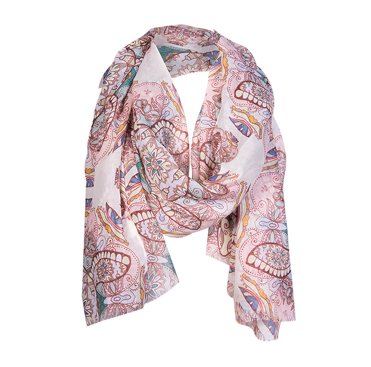 Cream Color Recycled Scarf Sea Turtle
