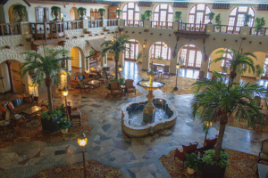 Fountain, lobby and balcony area of The Hotel Hershey