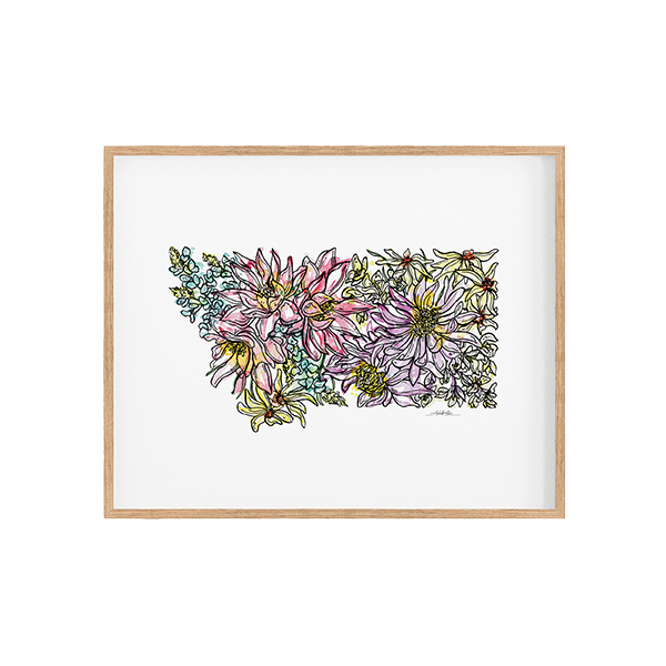 50 State Floral Montana Art Print