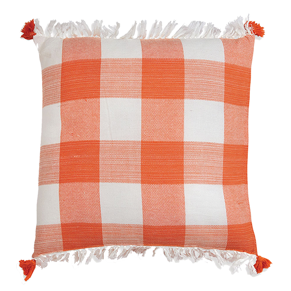 Orange Plaid Pillow