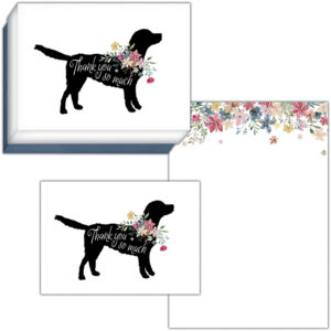 Black Lab and Floral Thank You Boxed Greeting Cards from Crown Point Graphics