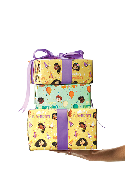 Happy Birthday Multicultural Girls Gift Wrap