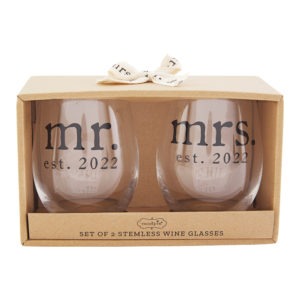 Mr. & Mrs. Wine Glass Set from Mud Pie