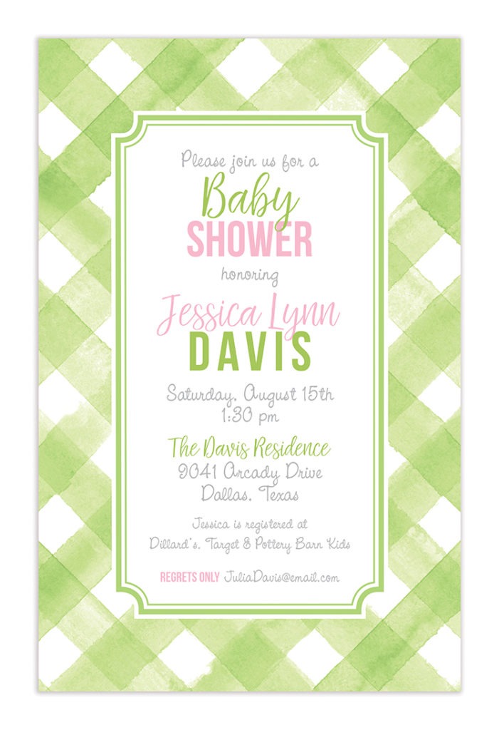 Lime Buffalo Check Invitation by Rosanne Beck from Printswell