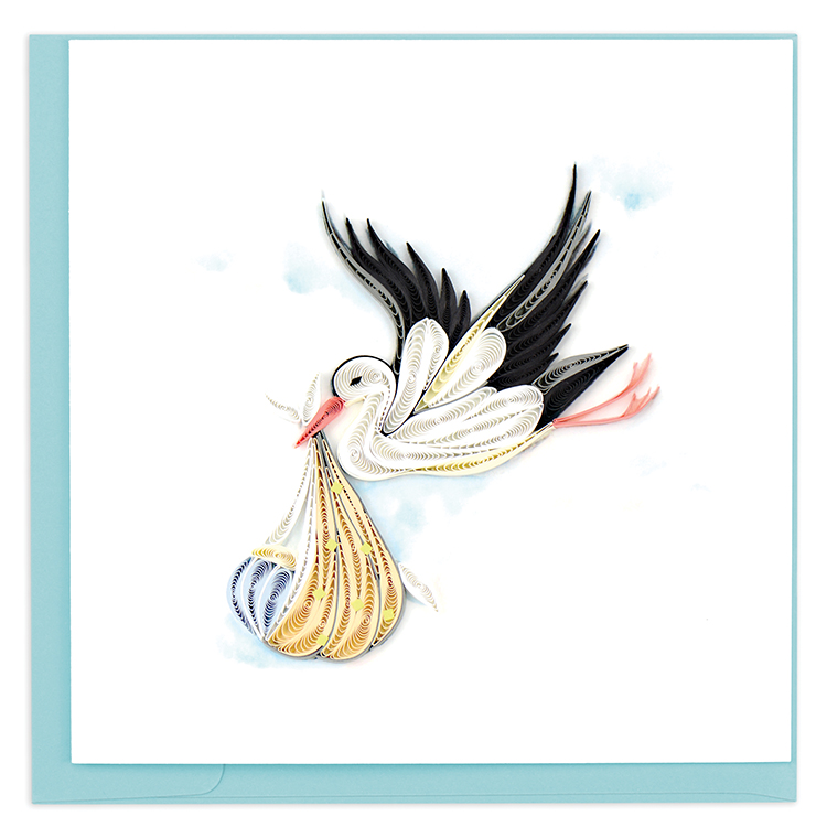 Quilled Special Delivery Stork Greeting Card 
															/ Quilling Card							