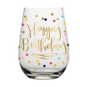 Happy Birthday Stemless Wine Glass from Slant Collections