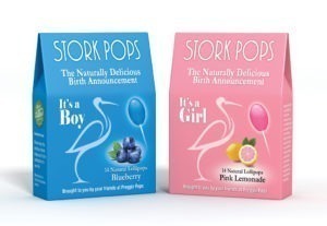 Stork Pops Boy and Girl Three Lollies