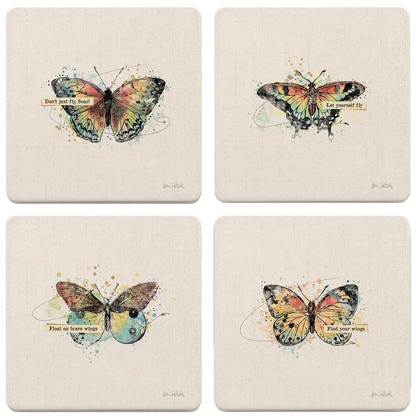Thoughtful Butterflies Square Coasters